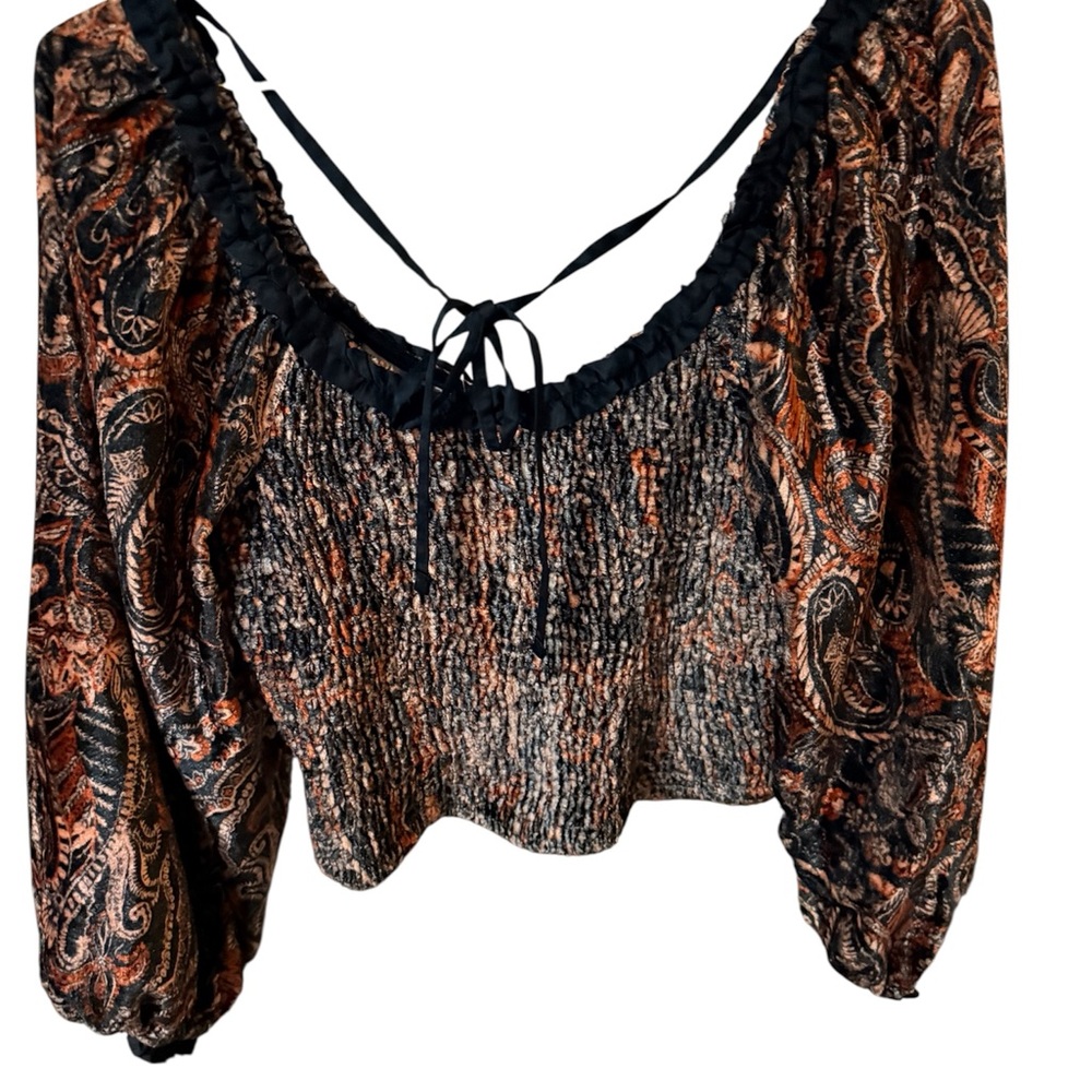 Free People Dare Me Bohemian Paisley Print Women's Top Sz.S NWOT - Picture 4 of 7
